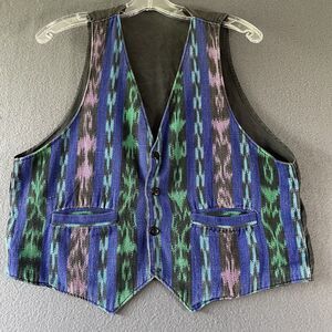 VTG 90s Handmade Cotton Aztec Print Vest Women's Sz M Western Boho